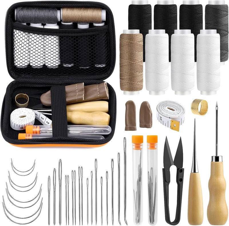 MORFEN Sewing Kit for Adults, 38 Pcs Heavy Duty Sewing Kit, Needle and Thread Kit with Hand Sewing Needles 8 Upholstery Thread, Upholstery Repair Kit for Carpet Canvas DIY Sewing Repair - Image 1